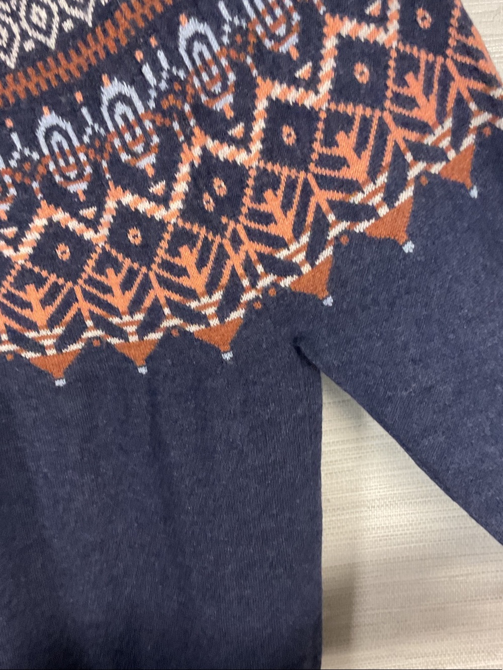 Royal Robbins Westlands Fair Isle Crew Sweater Merino Wool Blend Med Blue Brown - Picture 13 of 14